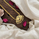 Vriksham Sunburst Floral Gold-Plated Temple Necklace Pendant Chain Neckpiece-Gold  Bead-G19592